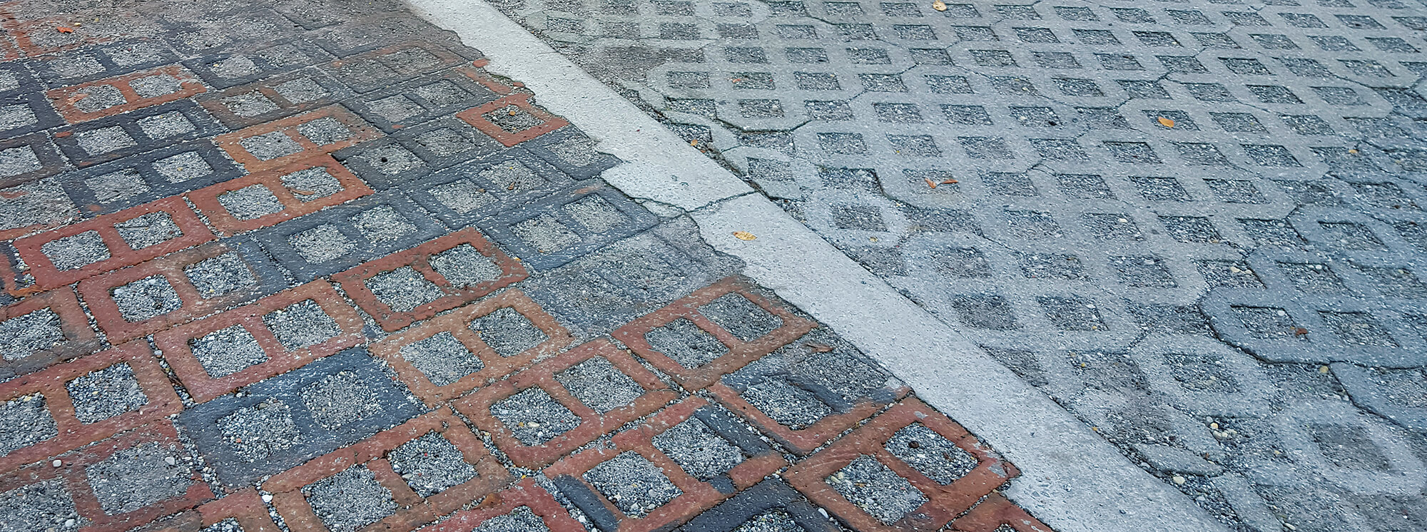 pavement blocks filled with aggregate to form a driveway